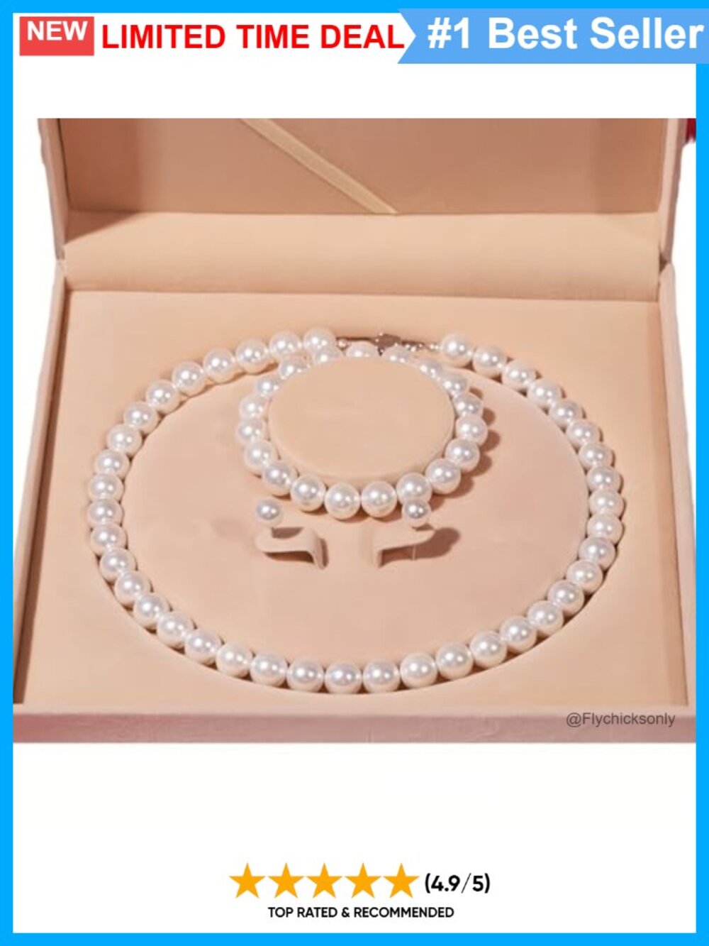 Freshwater Cultured Pearl Jewelry Set Necklace Bracelet Stud Earrings 4pc - Picture 3 of 6